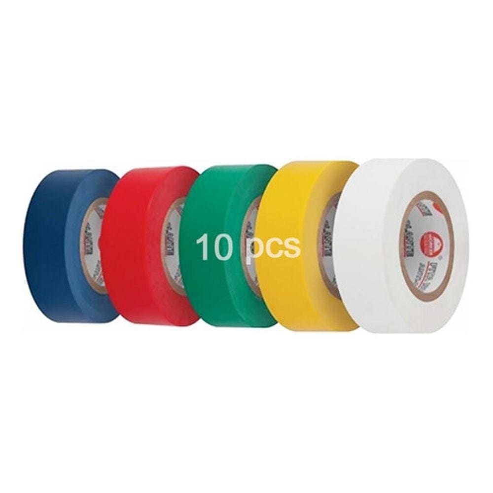Kit 10 Rolos Fita Isolante Colorida Pvc Antichama Adesiva