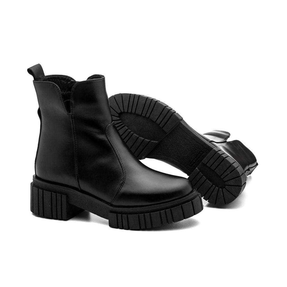 Bota Coturno Feminino Sola Tratorada Robusta Calce Fácil Moda Casual Estilosa