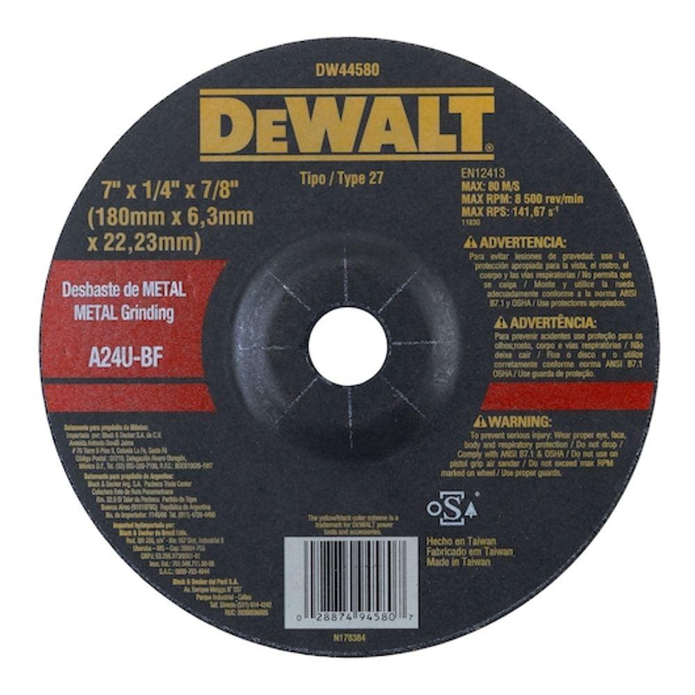 Disco de Desbaste Metal - 7``X 6,3mm X 7/8`` - DEWALT
