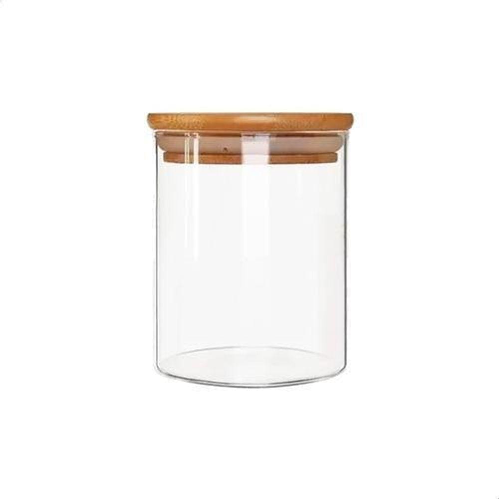 Kit 6 Pcs Pote De Vidro Com Tampa De Bambu Hermético 200Ml