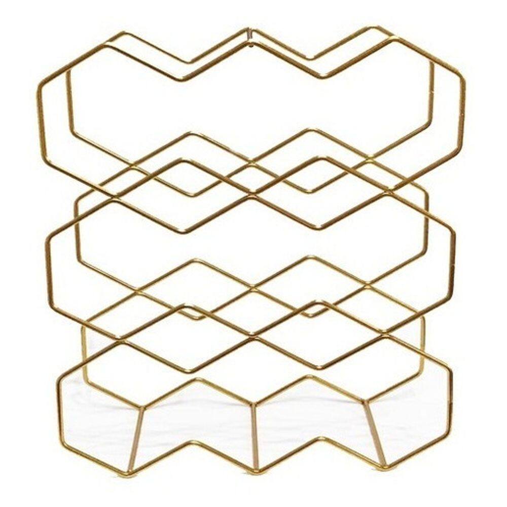Suporte Para Vinhos De Metal - Dourado - 9 Garrafas
