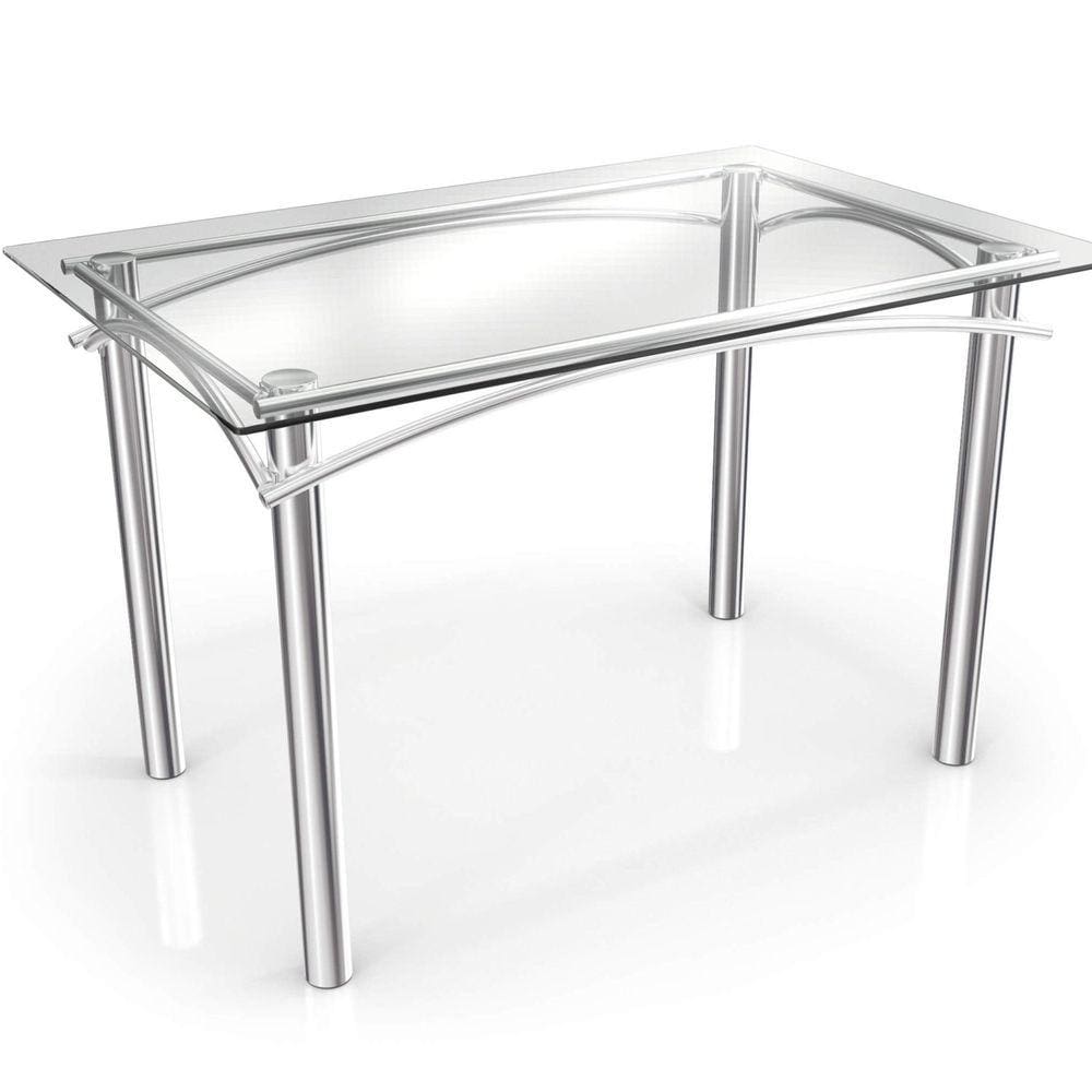 Mesa com Tampo de Vidro Retangular 120x80cm Elba Crome Kappesberg Cromado