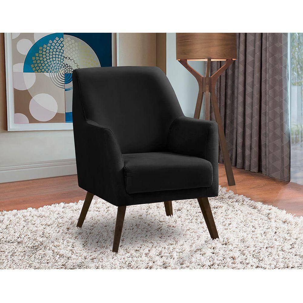 Poltrona Decorativa Sala de Jantar Magali Lisa Veludo Preto LANSOFBR
