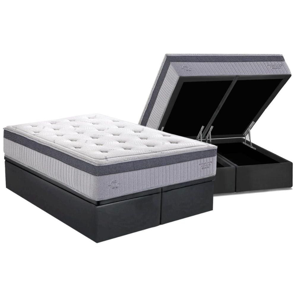 Colchão Queen Molas Ensacadas MasterPocket Serenity Dream C1663 Pillow Top + Base CRC Suede Gray (158x198x35) - Herval