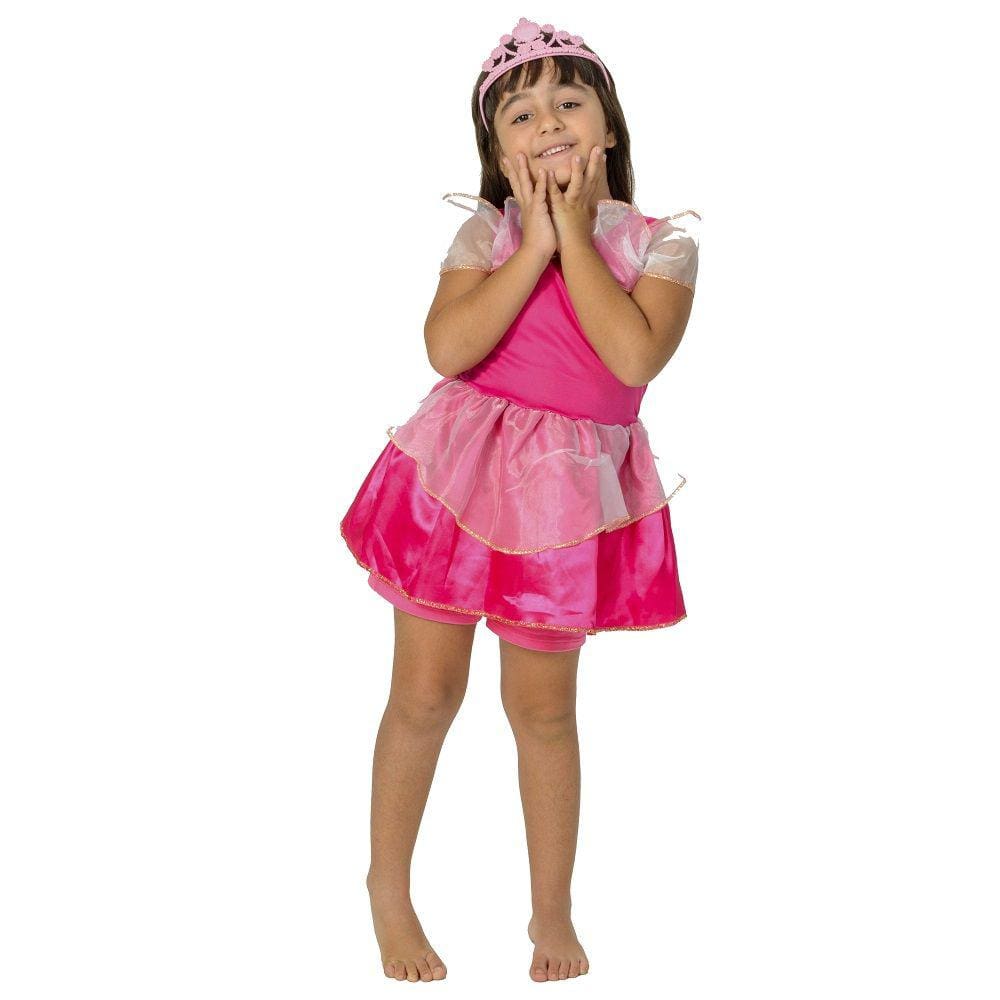 Fantasia Menina Roupinha Rosa Princesa Divertida