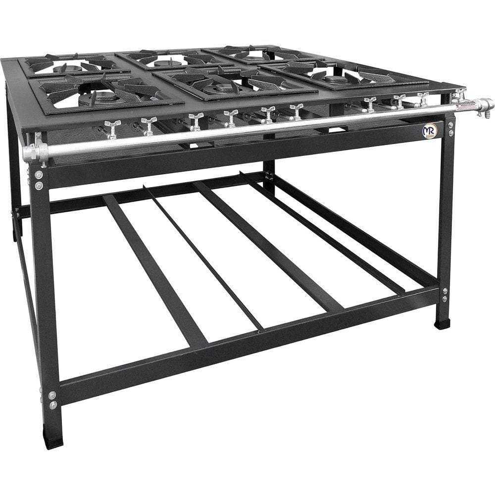 Fogao 6 Bocas Duplo Parede 40X40 Baixa Pressao Luxo Mr Fogoes 600201