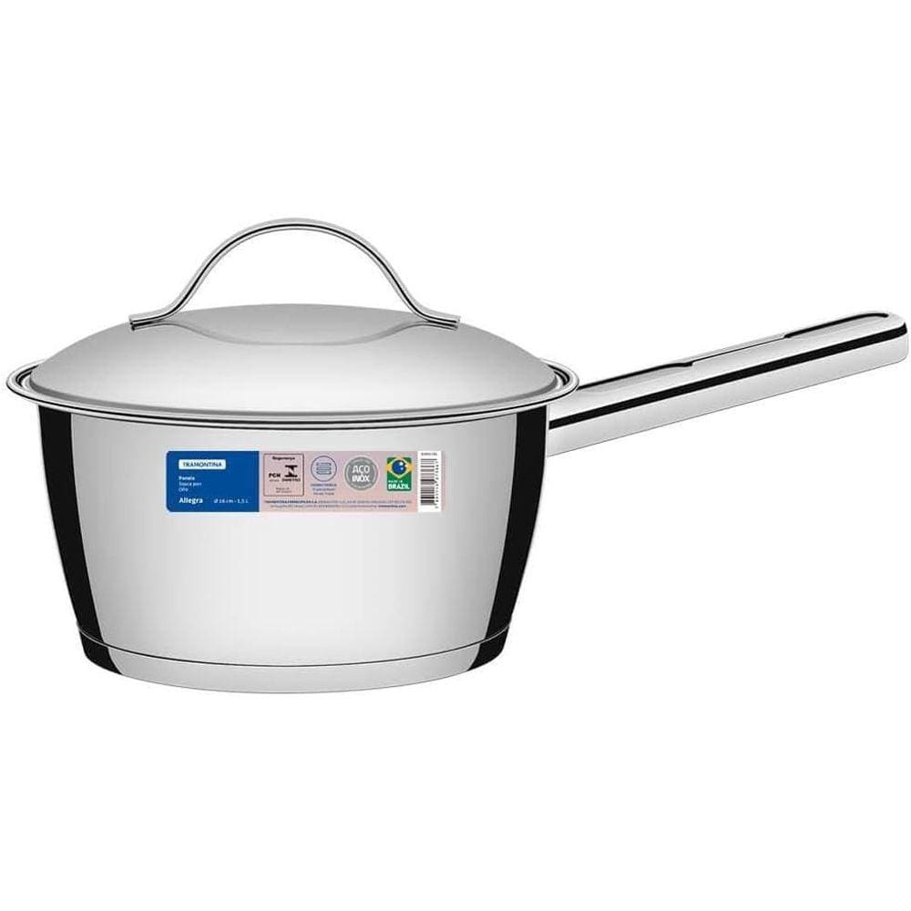 Panela Inox C/ Cabo 16 Cm 1,5l Allegra Tramontina Fogão Indução