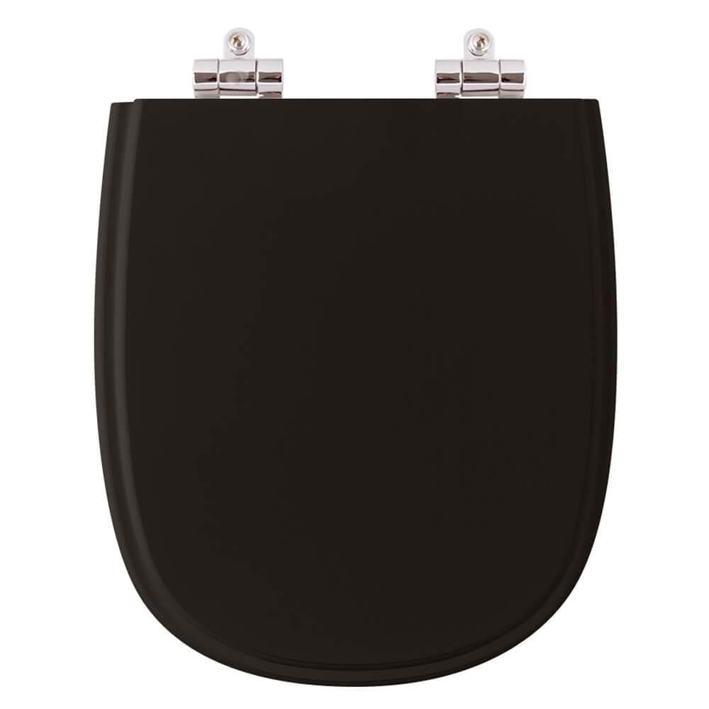 Assento Sanitario Poliester Com Amortecedor Sabatini Preto Para Vaso Icasa