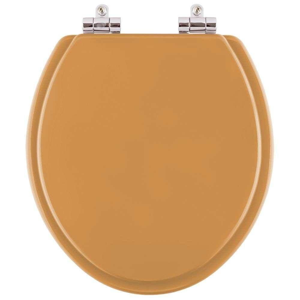 Assento Sanitario Poliester com Amortecedor Lirio Amarelo Terra para Vaso Celite