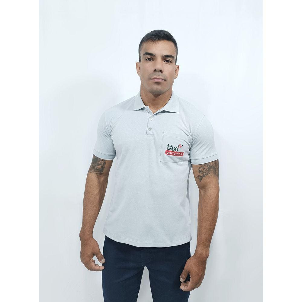 Camisa Masculina Gola Polo Taxi Cariacica Tecido de Piquet