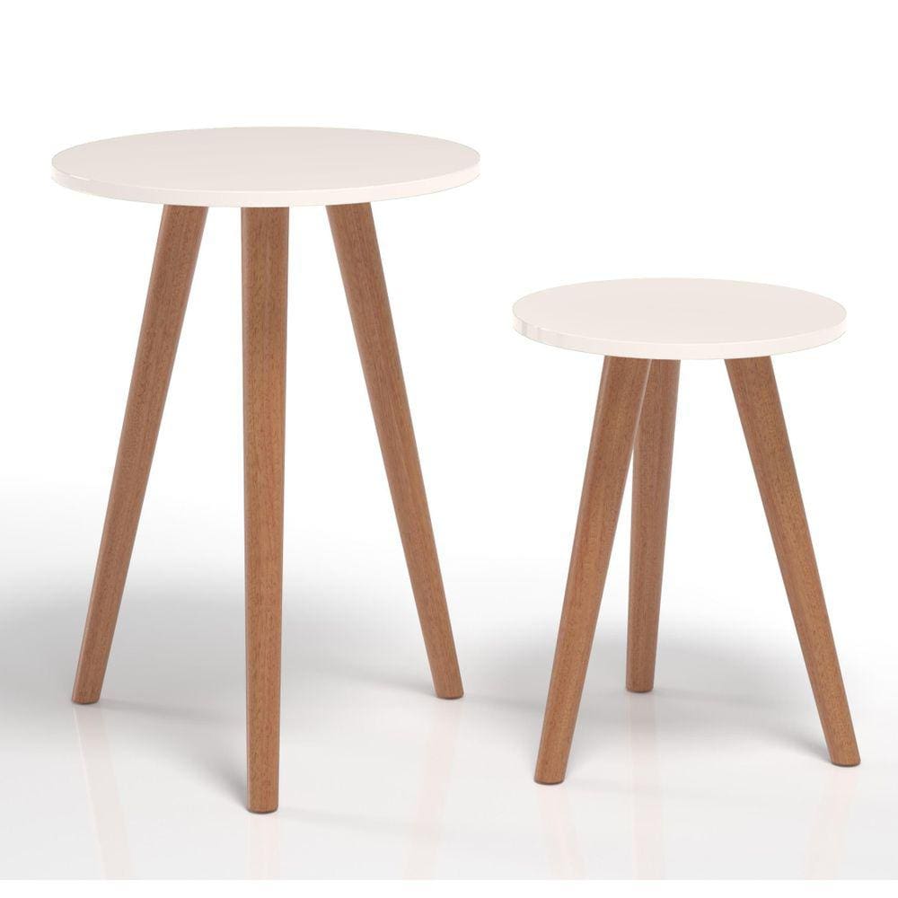 Mesa De Canto Redonda Qualidade Elegante Off White