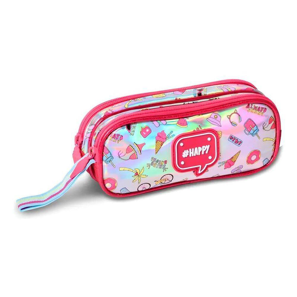 Estojo Duplo Holográfico Happy Clio HL23125F