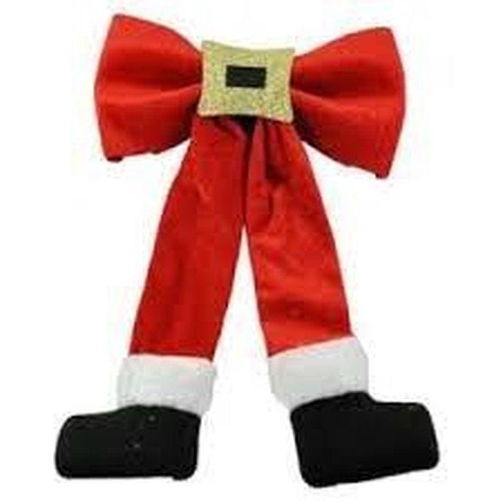 Laço De Natal 30x20cm Pernas Papai Noel Vermelho
