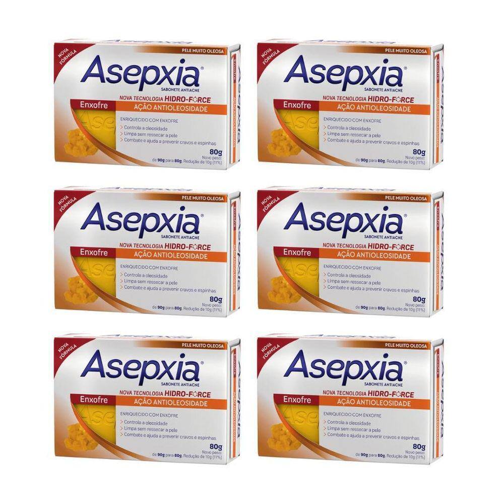 Sabonete Asepxia 80G Enxofre - Kit Com 6Un