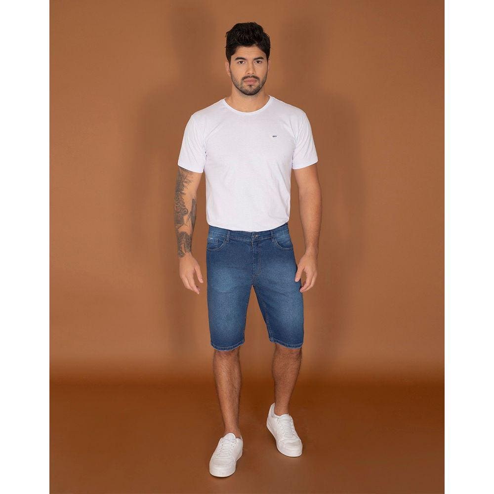 Bermuda Jeans Com Elastano