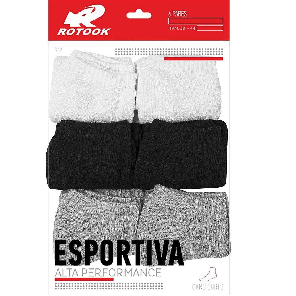 Kit 6 Pares Meias Esportivas Cano Curto Dallf