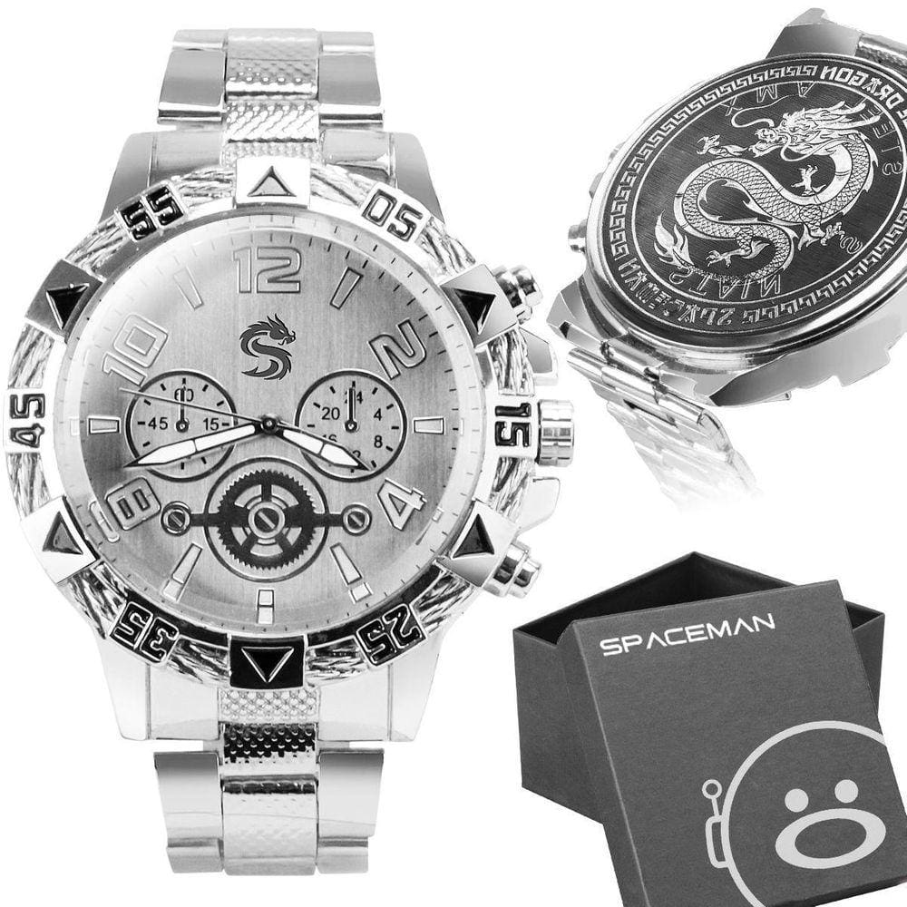Relogio Masculino  Aço Inox Grande Prata +