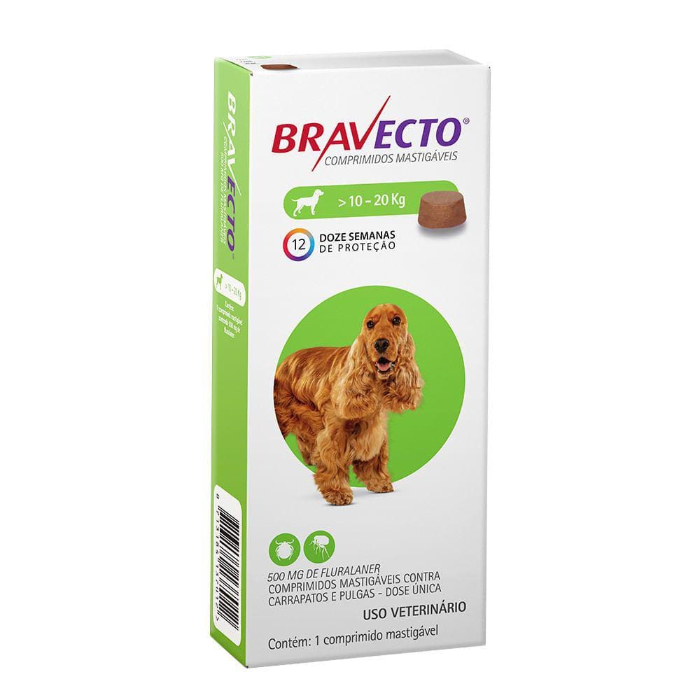 Bravecto para Cães entre 10 e 20kg com 1 Comprimido Mastigável