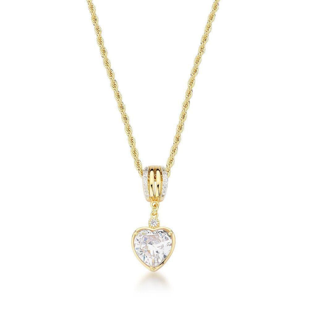 Colar Cordão Baiano Com Coração Zircônio Banhado A Ouro 18k