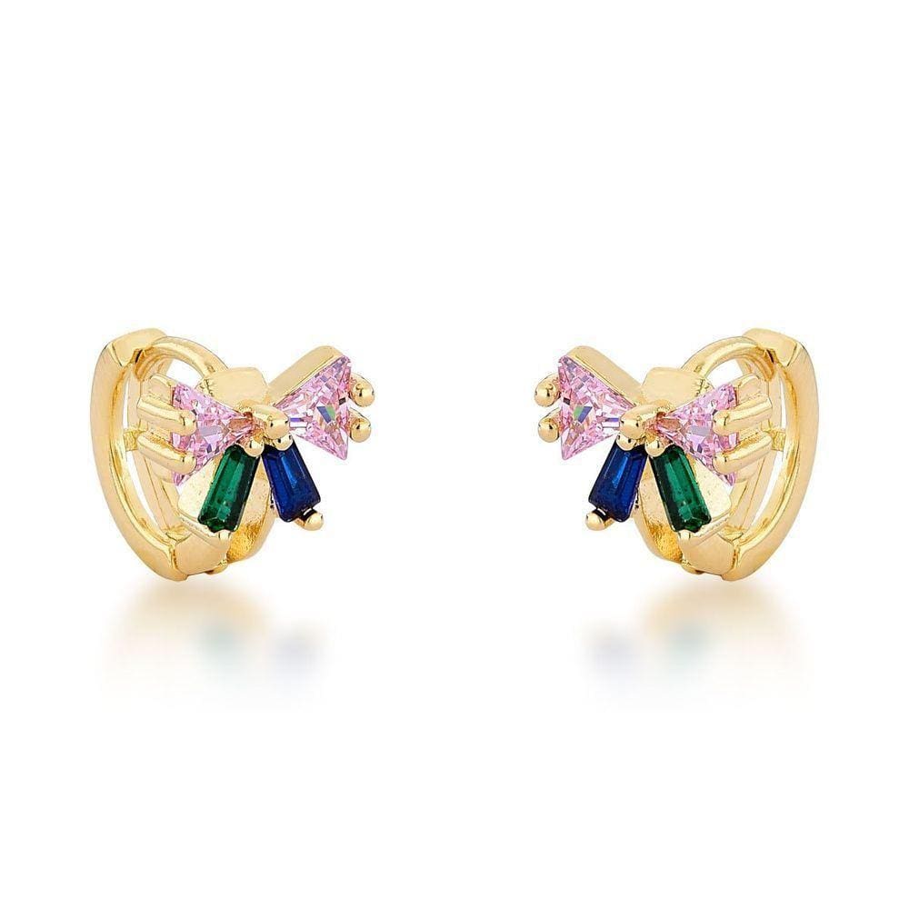 Brinco Argola Laço Colorido Banhado A Ouro 18k