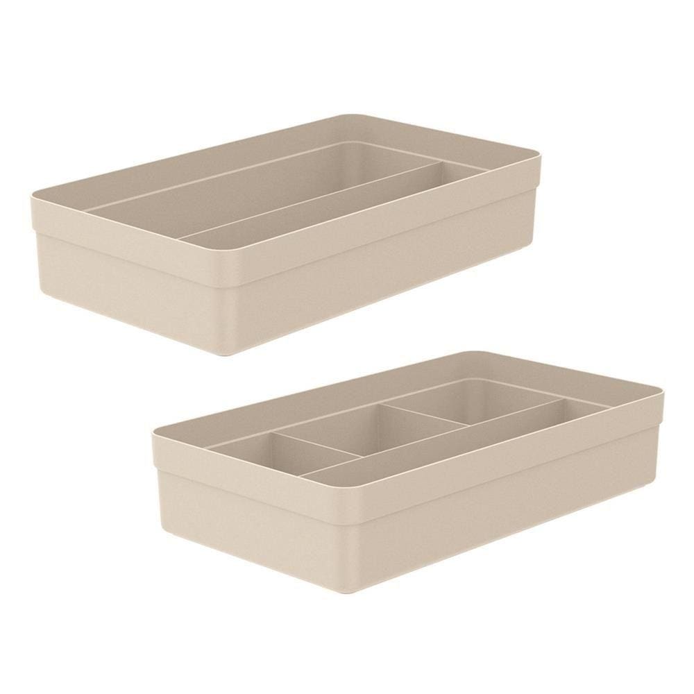 Kit 2 Organizador de Gavetas Lógic Bege 34,5x20x7,5 cm - OU