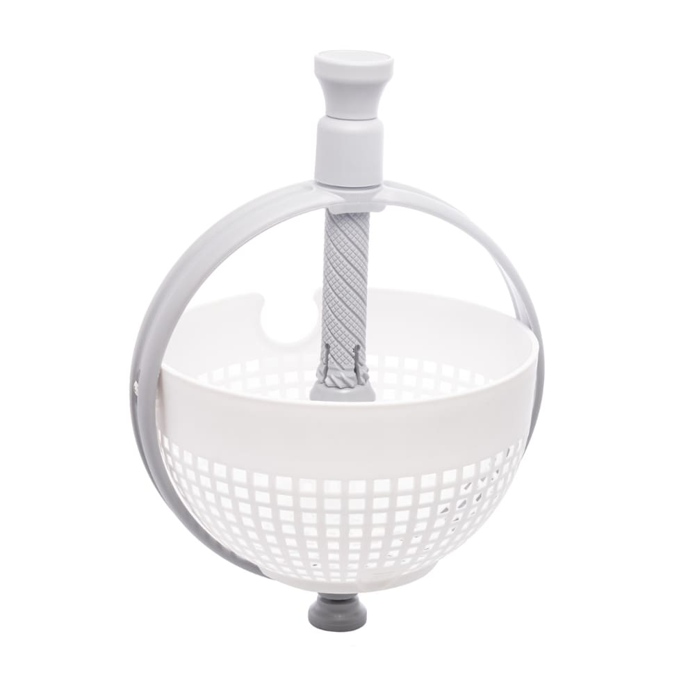 Escorredor e Centrífuga de Plástico para Saladas Branco e Cinza 30cm x 21cm x 12cm - Lyor