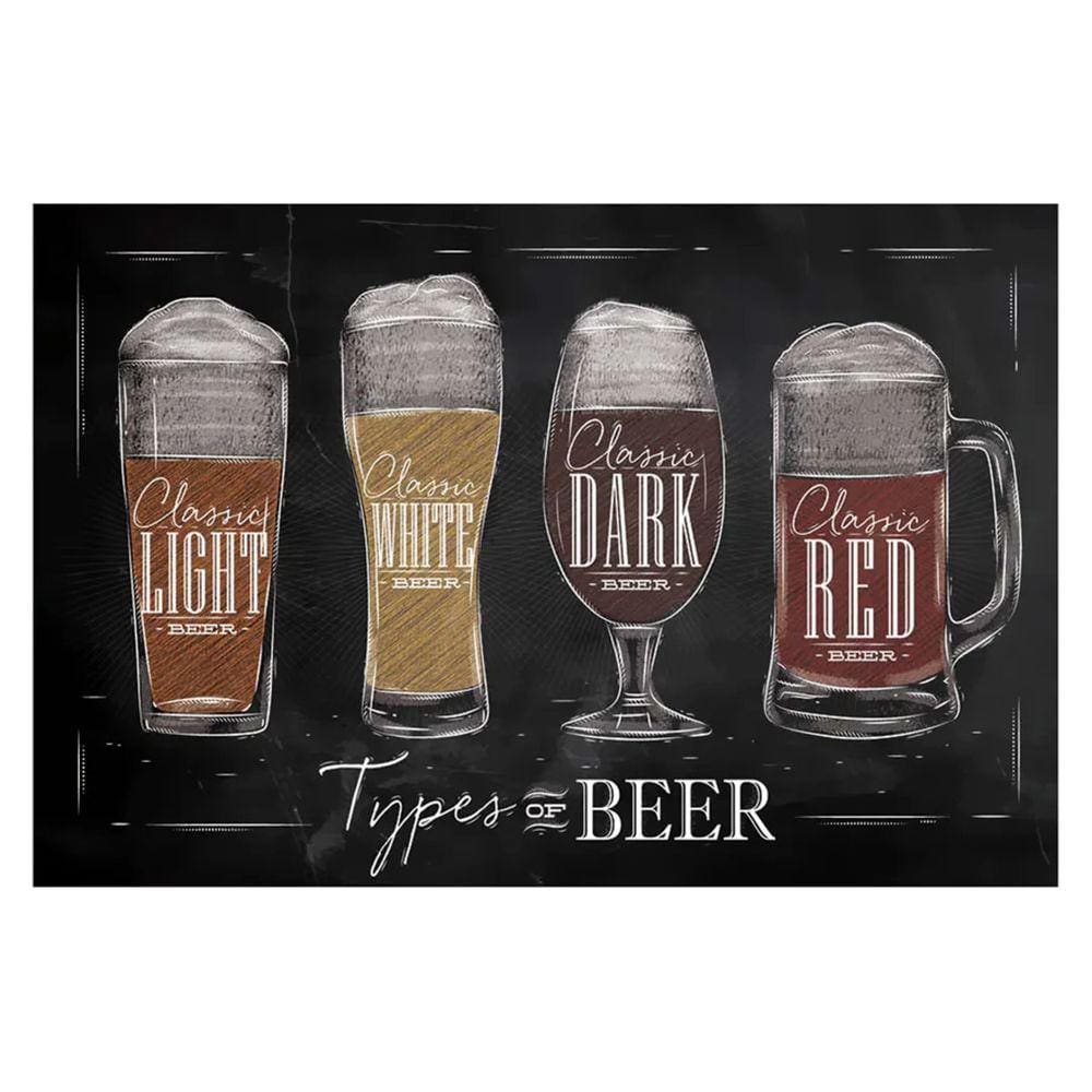 Tabua retangular Beer Types em vidro L30xP20cm