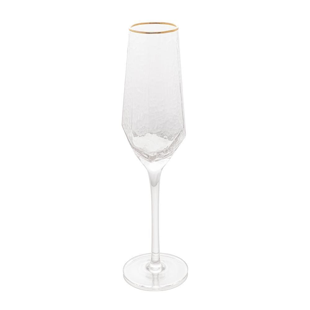 Taça Champagne 2pç Cristal 300ml c/ Borda Dourada Taj - Wolff