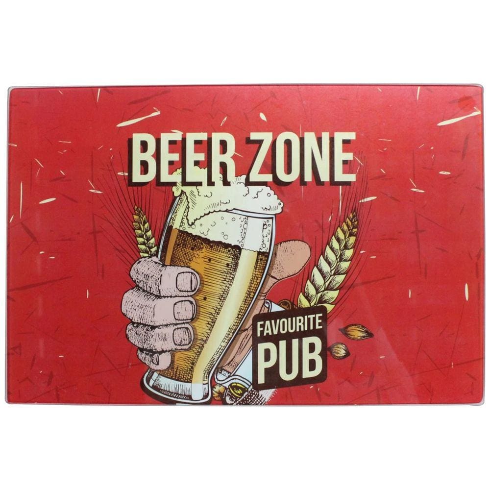 Tabua retangular Beer Zone em vidro L30xP20cm