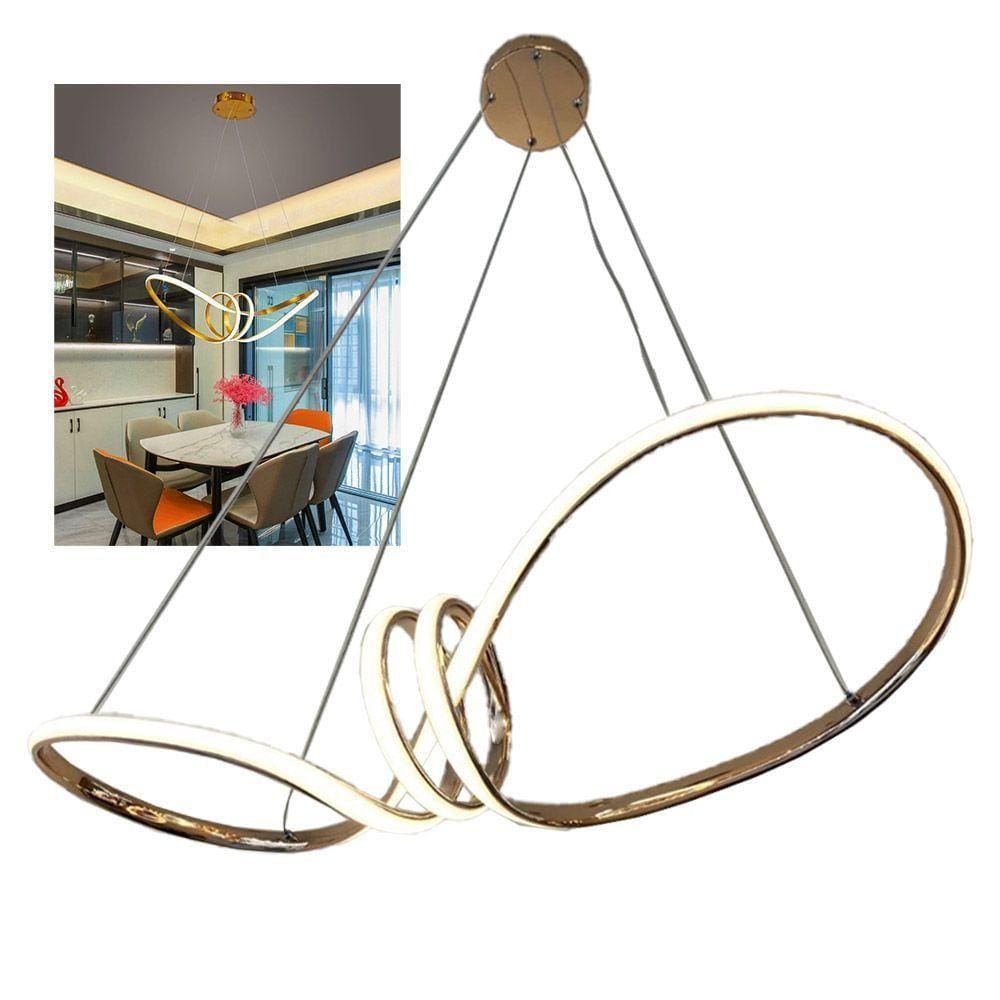 Lustre Luminaria Arco Aneis Infinito 3 Em 1 Pendente Led Luxo Ambiente Moderno Sala Recepç