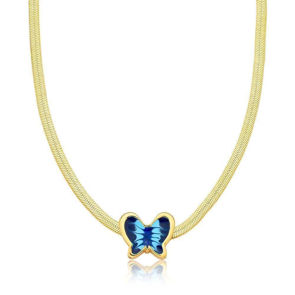 Choker Borboleta Em Fita Diamantada Revestida Em Ouro