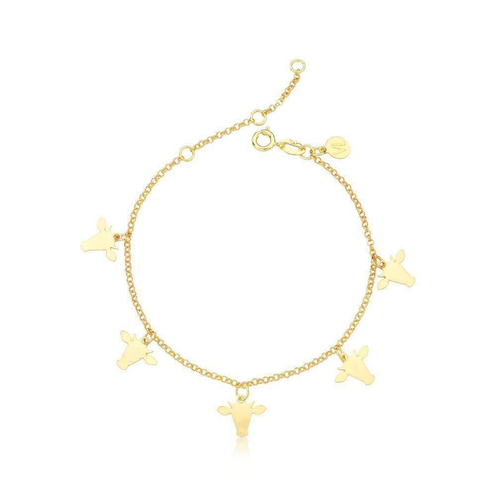 Pulseira Cabeças De Boi Revestida Em Ouro