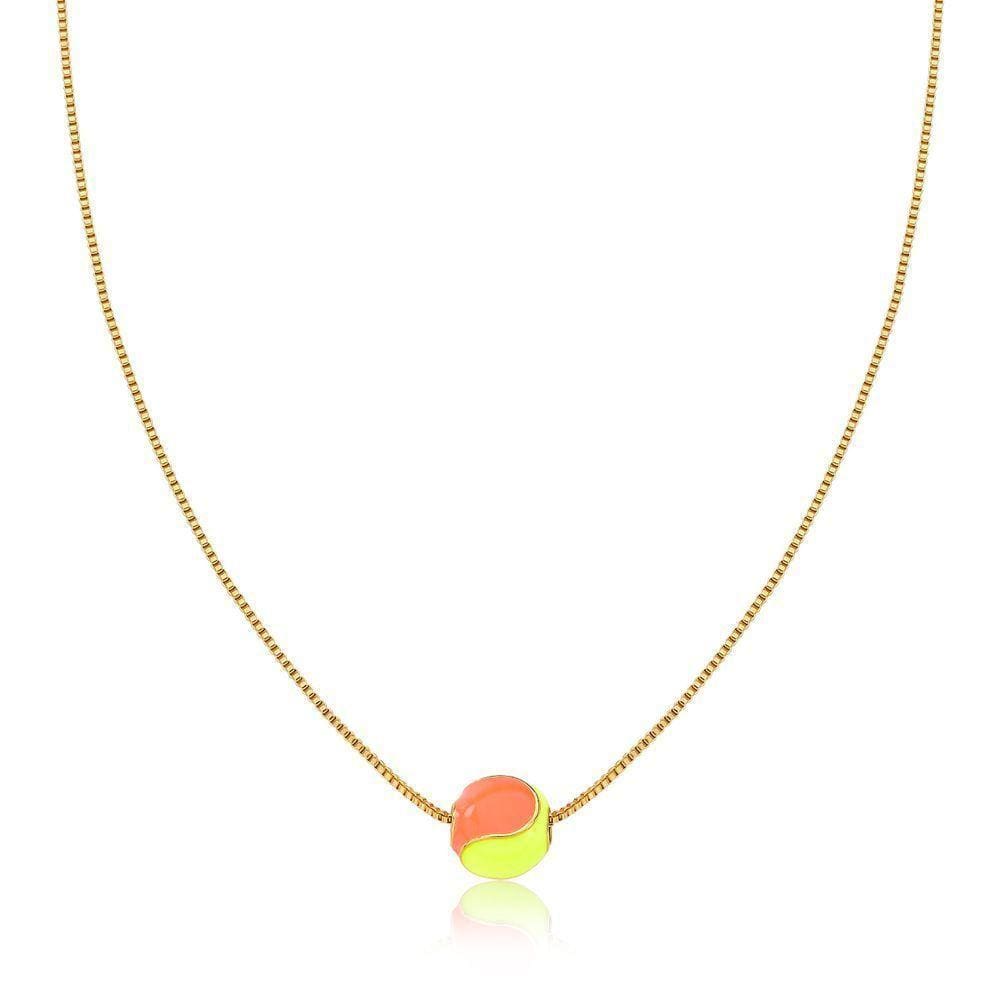 Colar Bolinha De Beach Tennis Esmaltada Com Revestimento Em Ouro
