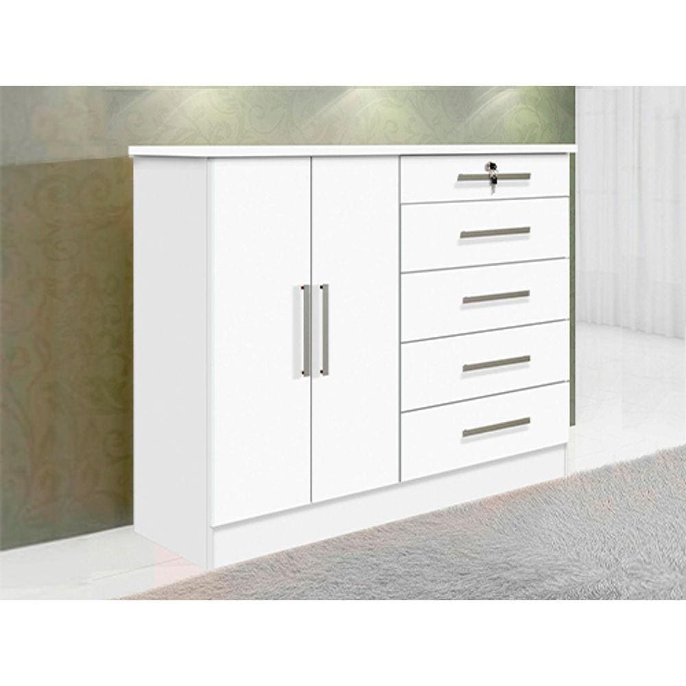Cômoda Sapateira 5 Gavetas Branco Cronus D`Doro