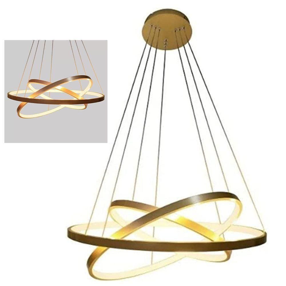 Lustre Luminaria Led 3 Aneis Pendente 3 Em 1 Perfil Luxo Ajustavel Ambiente Quarto Sala