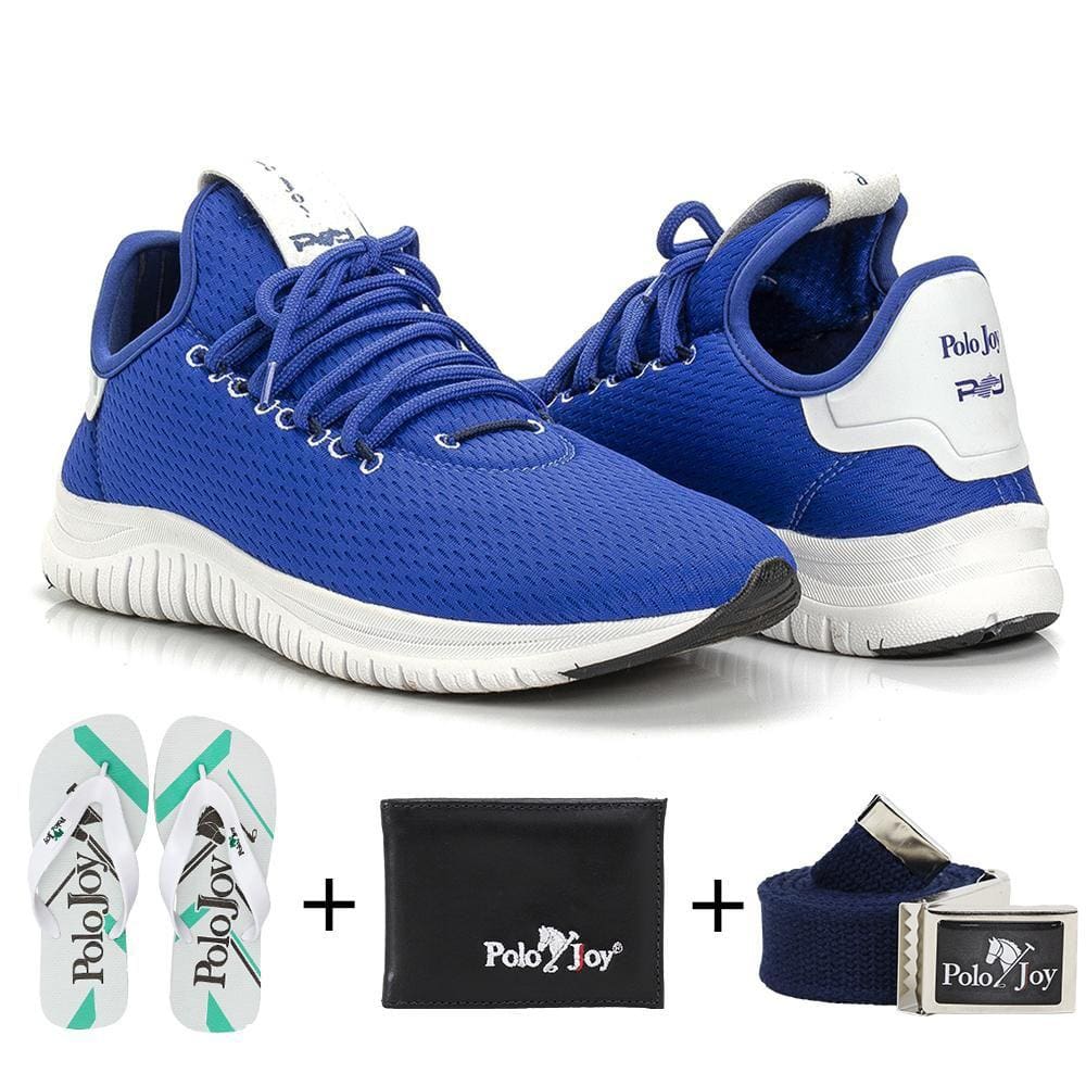 Kit Tênis Masc Polo Joy Sport Com Carteira Chinelo E Cinto