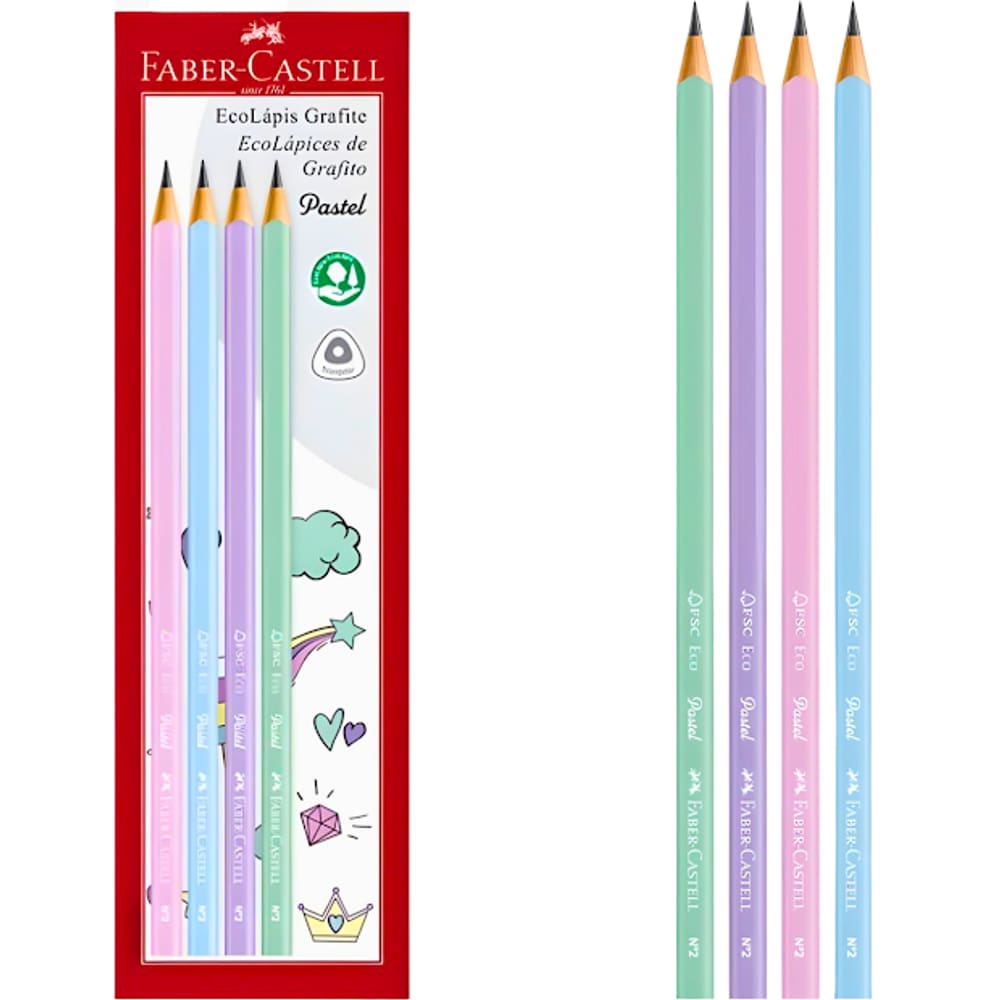 Lapis Preto Triangular Blister C/4 Ecolapis Faber Castell