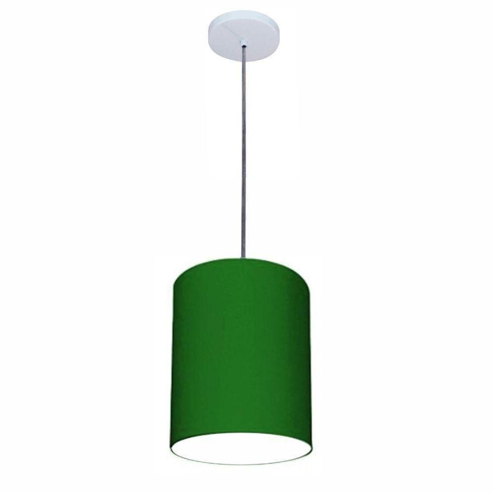 Luminária Pendente Md-4102 Cúpula Em Tecido Verde-folha Cor Da Canopla Cinza E Fio Transparente