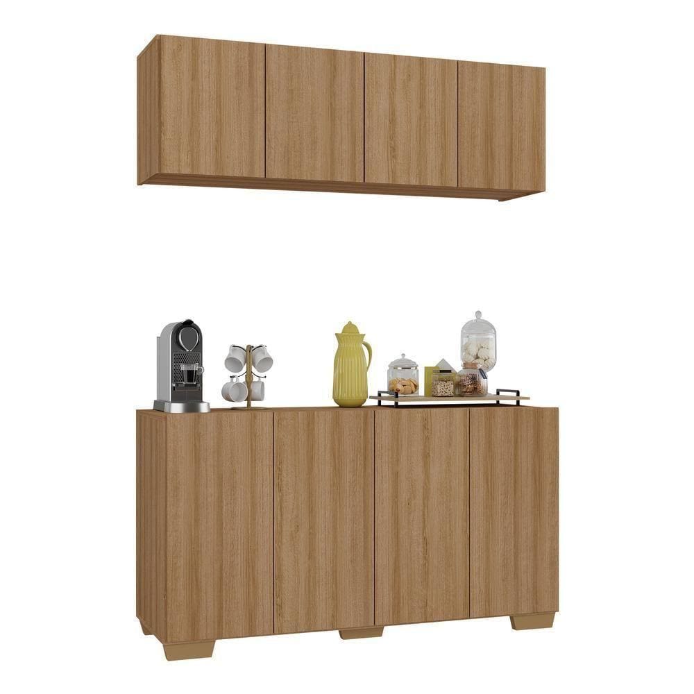 Conjunto Cantinho Do Café Armário E Aparador 4 Portas Multimóveis Mp1085 Rustic/natural