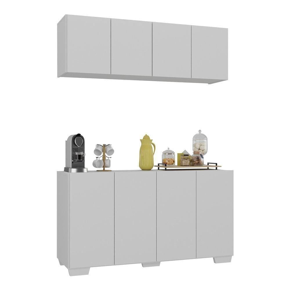Conjunto Cantinho Do Café Armário E Aparador 4 Portas Multimóveis Mp1085 Branco Branco