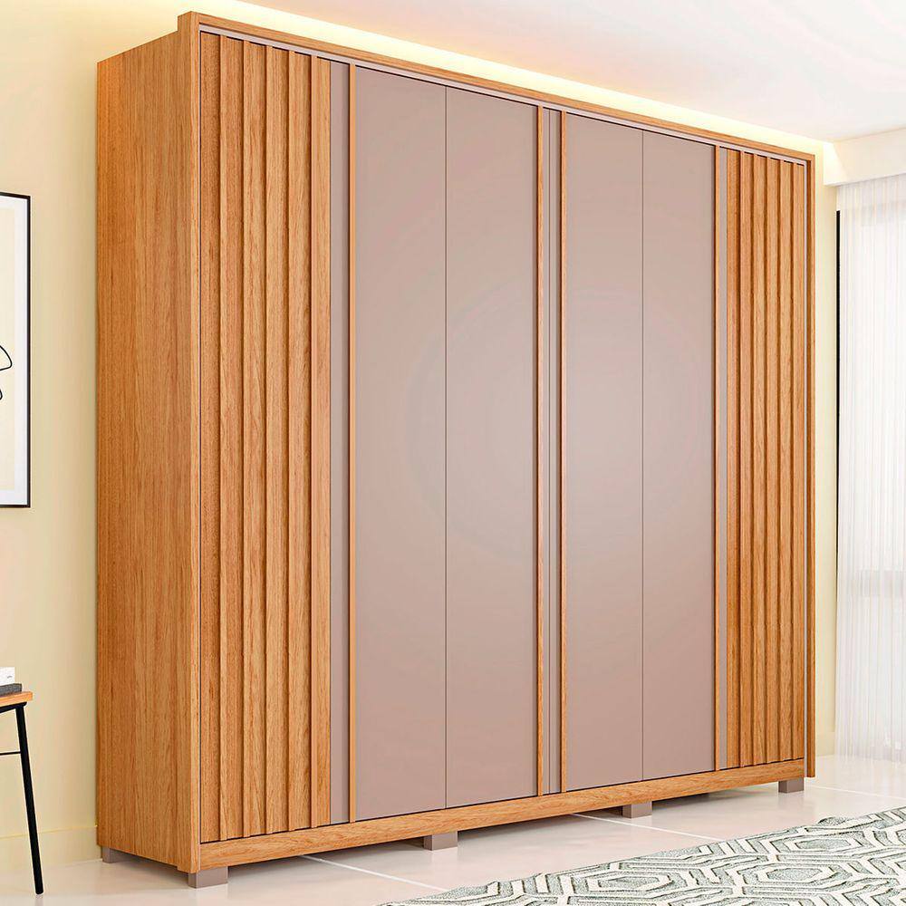 Guarda-Roupa Casal Apollo 6 Portas 6 Gavetas Marrom/Cinza - Caemmun