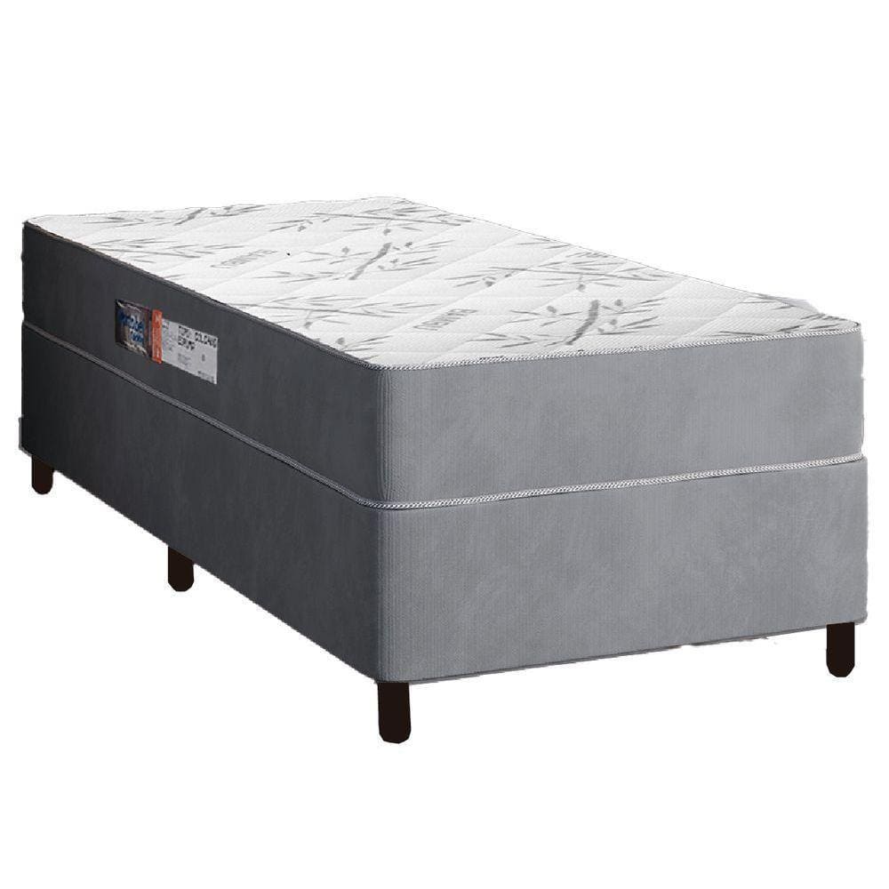 Cama Box Solteiro Colchão Espuma Egito 88x188x57cm Cinza / Branco Portobel Cinza