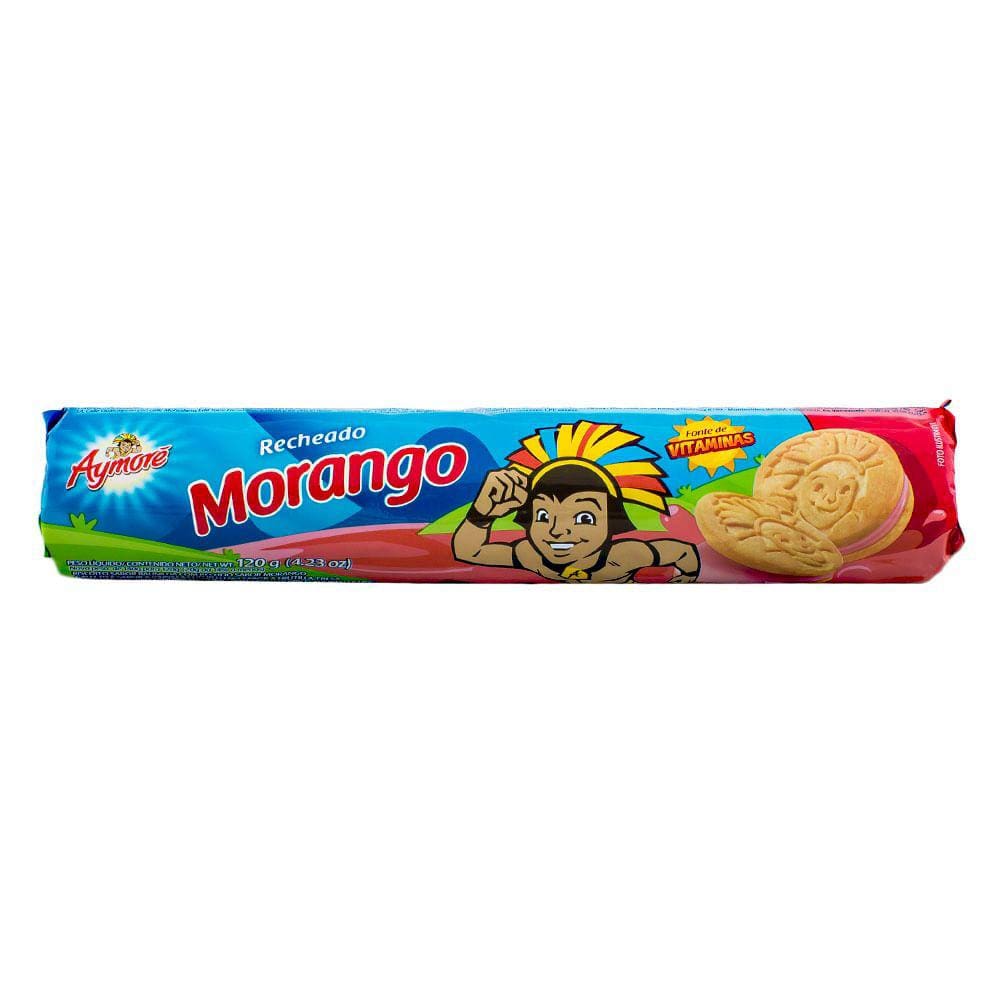 Bisc Aymore Recheado Morango 120G