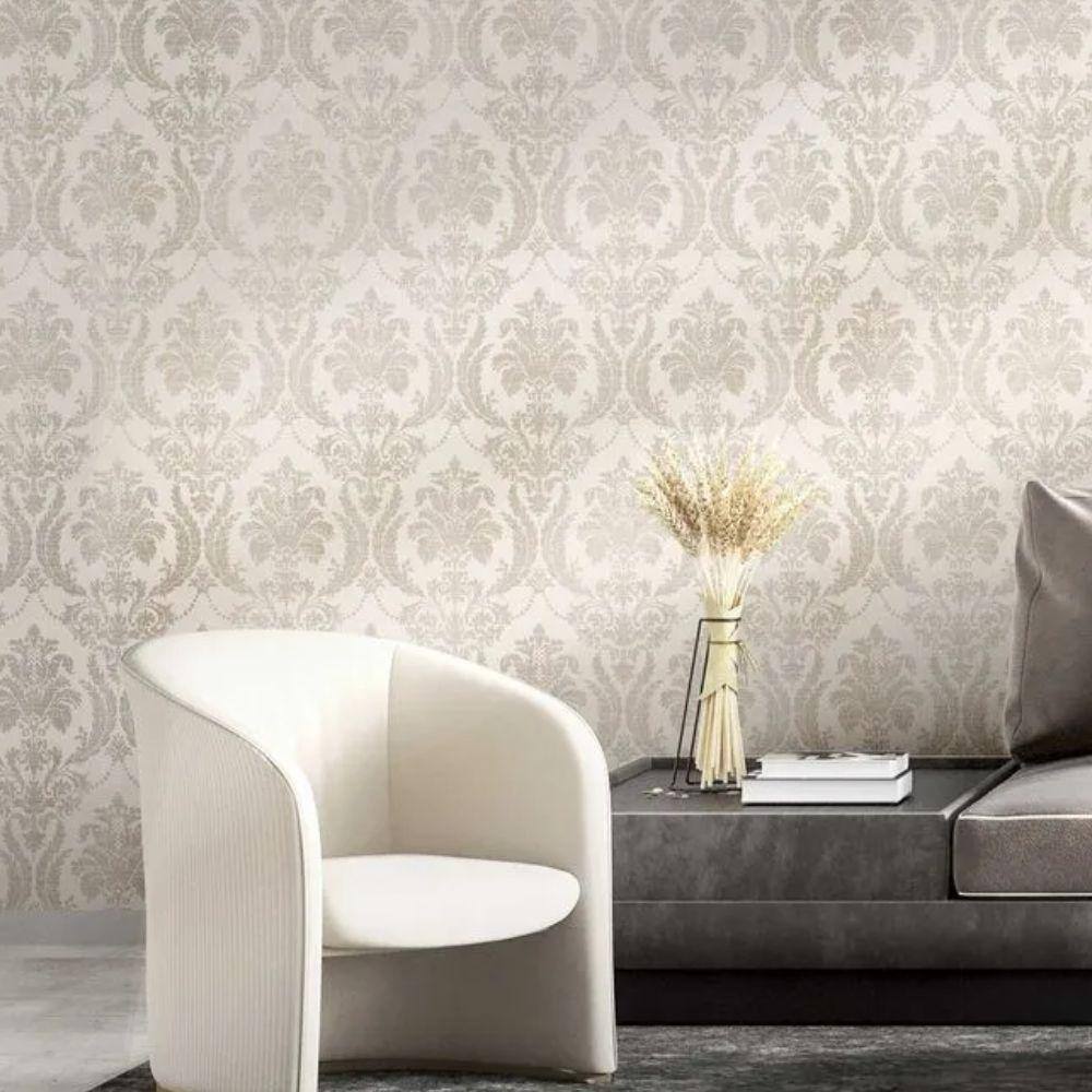 Papel de Parede Thema Damask Bege 28803