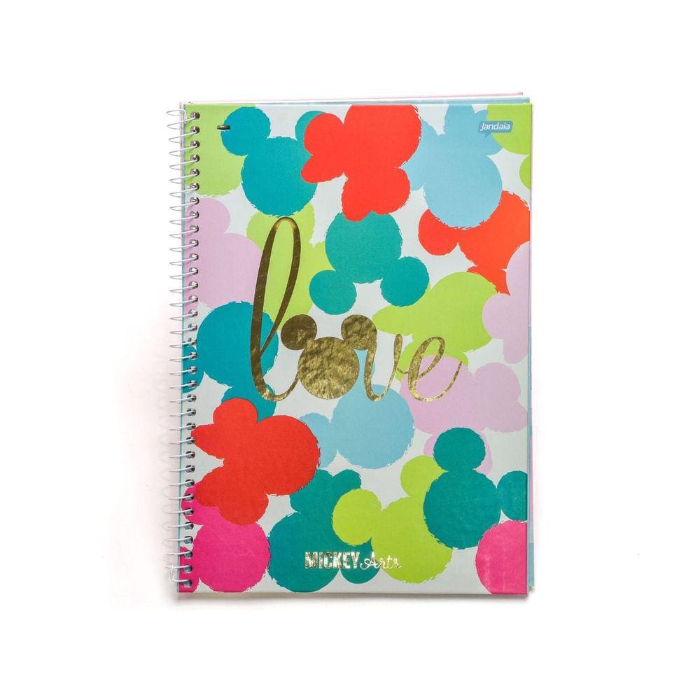 Caderno Espiral Capa Dura Mickey Love 10 Materias 160 Folhas