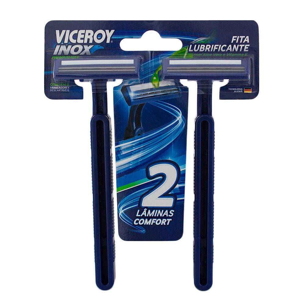 Aparelho de Barbear Viceroy Inox Premium Max Descartável com 2 Unidades