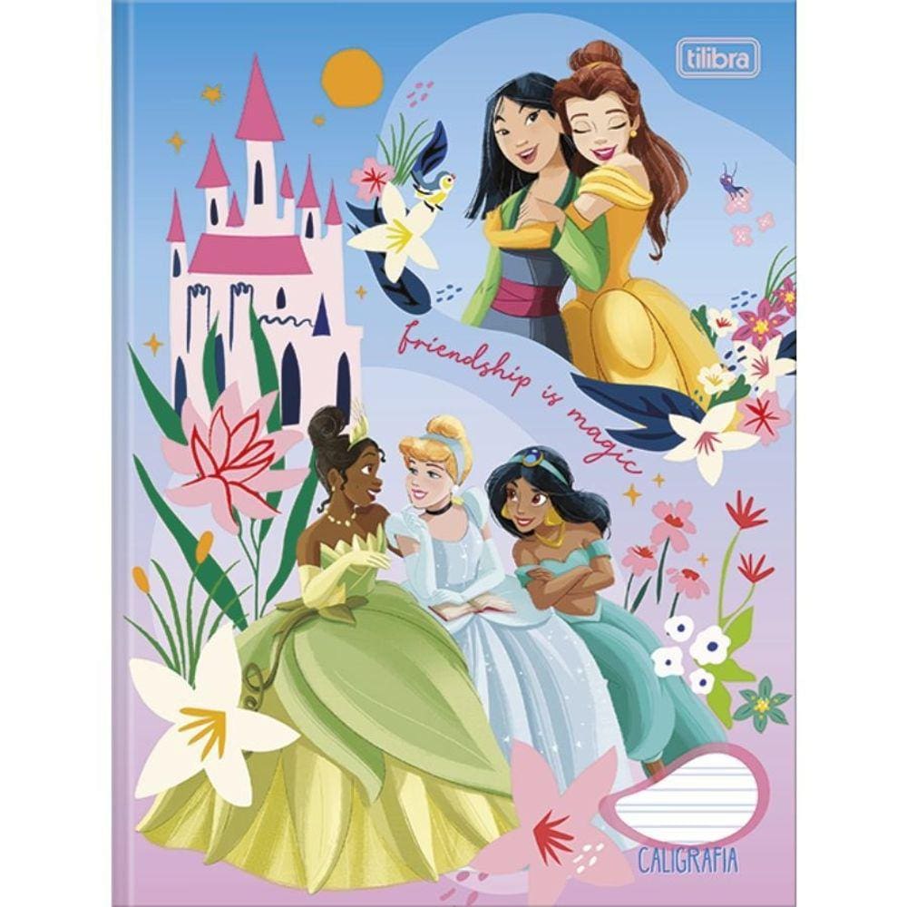 Caderno Caligrafia Brochura Grande Princesas 40 Folhas Capa Dura - Tilibra | Costurado | Desenho Animado