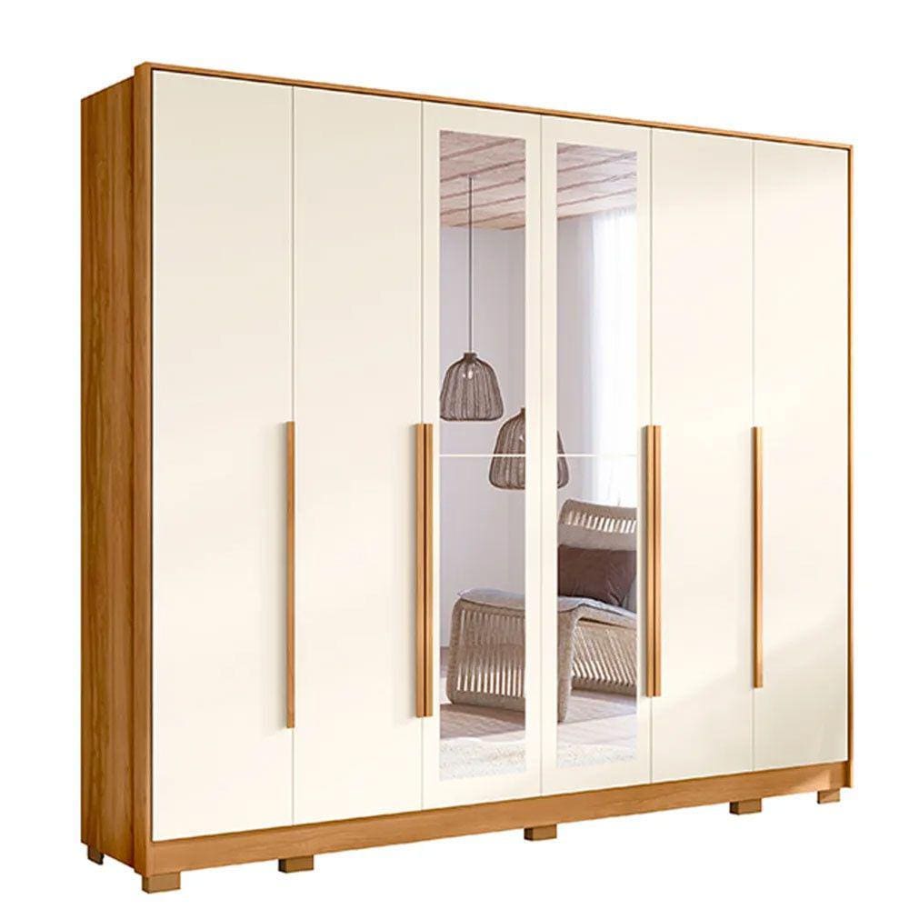 Guarda Roupa Fascínio com 6 Portas 6 Gavetas e Espelho em Carvalho Speciale Home