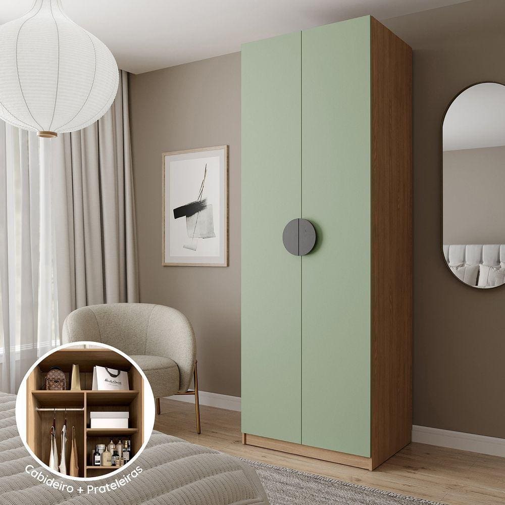 Guarda-roupa Modulado Joy Nichos com Cabideiro Cabecasa Madeiramadeira Verde