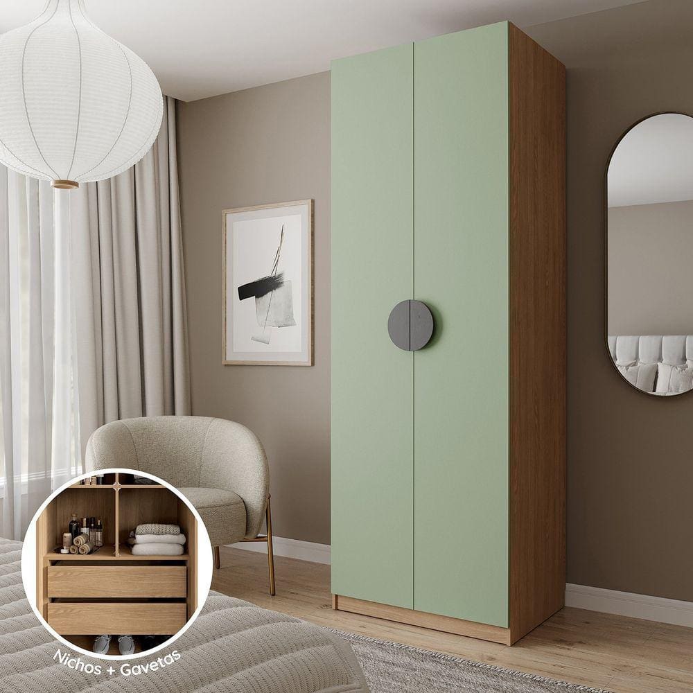 Guarda-roupa Modulado Joy com Gaveteiro Cabecasa Madeiramadeira Verde